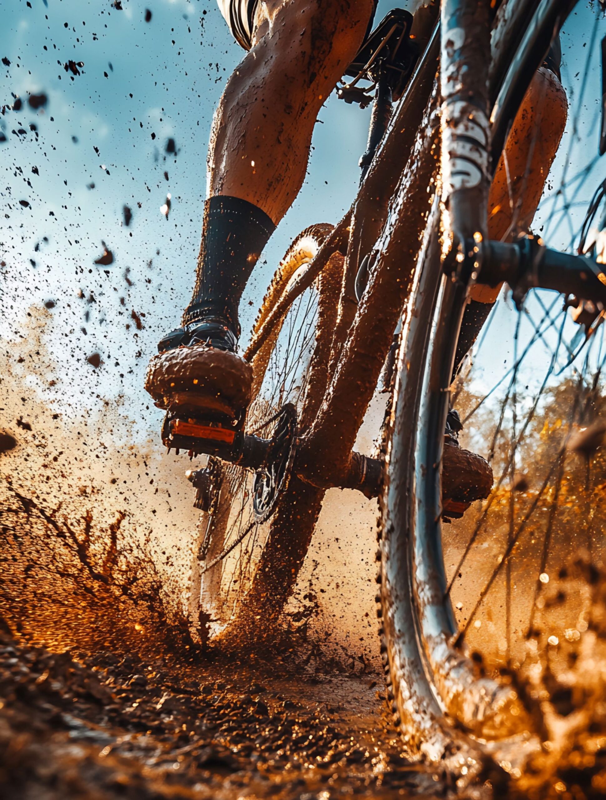 2 rechts vom Text cropped, vecteezy muddy mountain biker and bicycle in motion 71442552